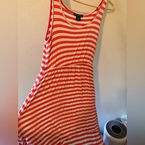 Pink stripes high low dress